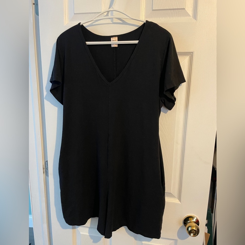 Smash + Tess Black V-Neck Short Sleeve ‘Shorts’ Romper